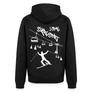 Station de ski Je viens ! - Veste à capuche bio Premium Unisexe - noir - Dos - Nico (187cm)