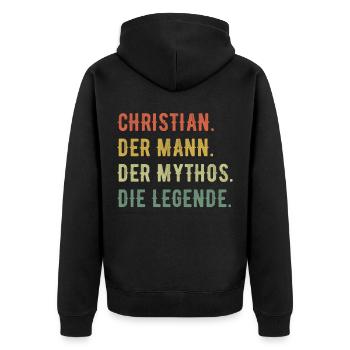 Christian Vorname Der Mann Der Mythos Die Legende - Unisex Premium Bio Zip Hoodie - Schwarz - Hinten - Nico (187cm)