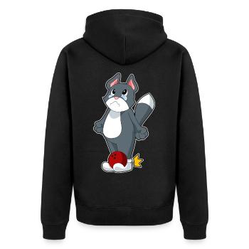 Cat Bowling Bowling Ball - Unisex Premium Organic Zip Hoodie - black - Back - Nico (187cm)