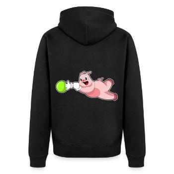 Boule de bowling de cochon - Veste à capuche bio Premium Unisexe - noir - Dos - Nico (187cm)