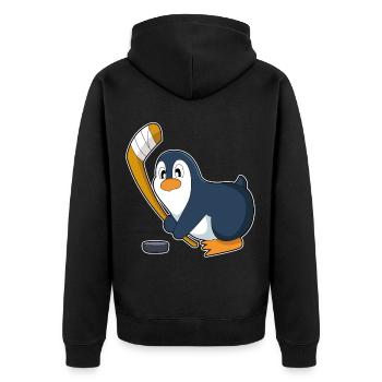 Pinguin Eishockey Eishockeyschläger - Unisex Premium Bio Zip Hoodie - Schwarz - Hinten - Nico (187cm)