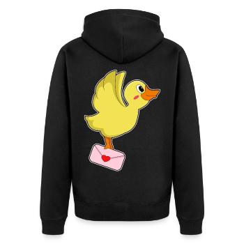 Lettre du facteur canard - Veste à capuche bio Premium Unisexe - noir - Dos - Nico (187cm)
