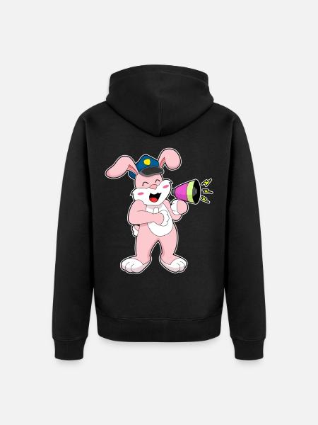 Bunny Policeman Microphone Police - Unisex Premium Organic Zip Hoodie - black