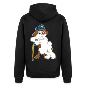 Hund Polizist Polizeimütze Polizei - Unisex Premium Bio Zip Hoodie - Schwarz - Hinten - Nico (187cm)