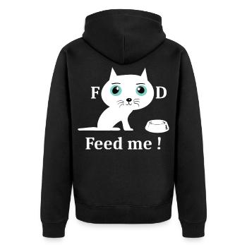 Chat blanc mignon - Veste à capuche bio Premium Unisexe - noir - Dos - Nico (187cm)