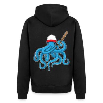 Octopus Baseball Baseball Bat - Unisex Premium Organic Zip Hoodie - black - Back - Nico (187cm)