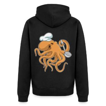 Octopus Cooking Cooking Spoon - Unisex Premium Organic Zip Hoodie - black - Back - Nico (187cm)