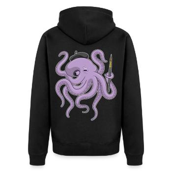 Octopus Painter Brush Painting - Unisex Premium Organic Zip Hoodie - black - Back - Nico (187cm)