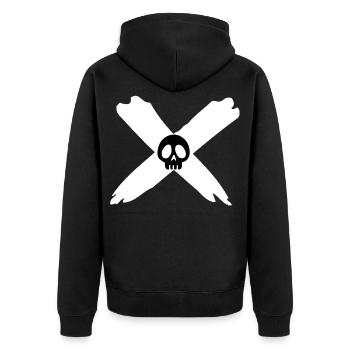 Skull and white cross - Unisex Premium Organic Zip Hoodie - black - Back - Nico (187cm)