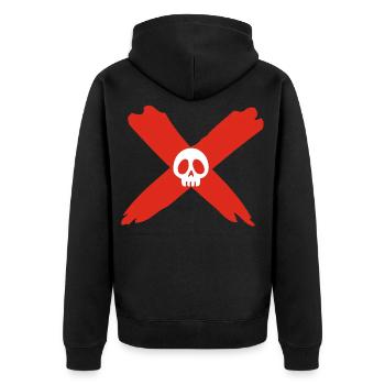 Skull and scarlet cross - Unisex Premium Organic Zip Hoodie - black - Back - Nico (187cm)