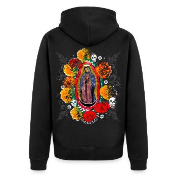 Halloween Day of the Dead Guadalupe - Unisex Premium Bio Zip Hoodie - Schwarz - Hinten - Nico (187cm)