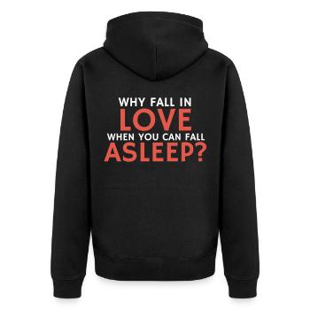 Funny relationship quote fall asleep - Unisex Premium Organic Zip Hoodie - black - Back - Nico (187cm)