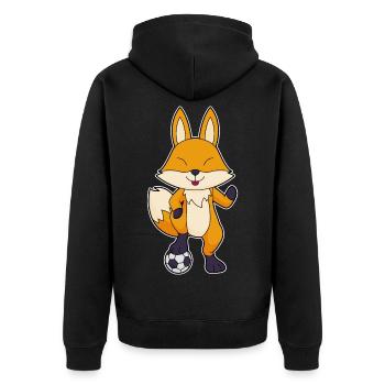 Fuchs Fußballspieler Fußball - Unisex Premium Bio Zip Hoodie - Schwarz - Hinten - Nico (187cm)