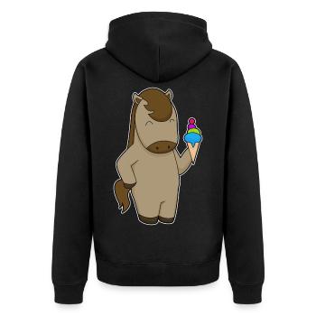 Pferd Waffeleis - Unisex Premium Bio Zip Hoodie - Schwarz - Hinten - Nico (187cm)