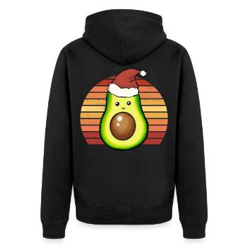 Avocado Christmas Hat Christmas Gift - Unisex Premium Organic Zip Hoodie - black - Back - Nico (187cm)