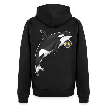 Schwertwal Handballspieler Handball - Unisex Premium Bio Zip Hoodie - Schwarz - Hinten - Nico (187cm)