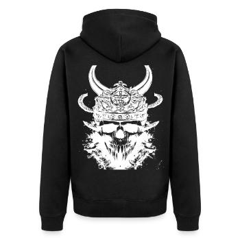 Viking Skull - Unisex Premium Organic Zip Hoodie - black - Back - Nico (187cm)