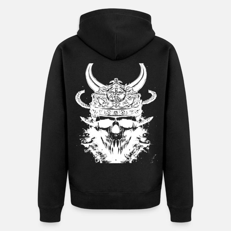 Wikinger Schädel - Unisex Premium Bio Zip Hoodie - Schwarz