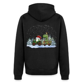 Tracteur de Noël Arbre Rex Dino Tracteur Pyjama - Veste à capuche bio Premium Unisexe - noir - Dos - Nico (187cm)