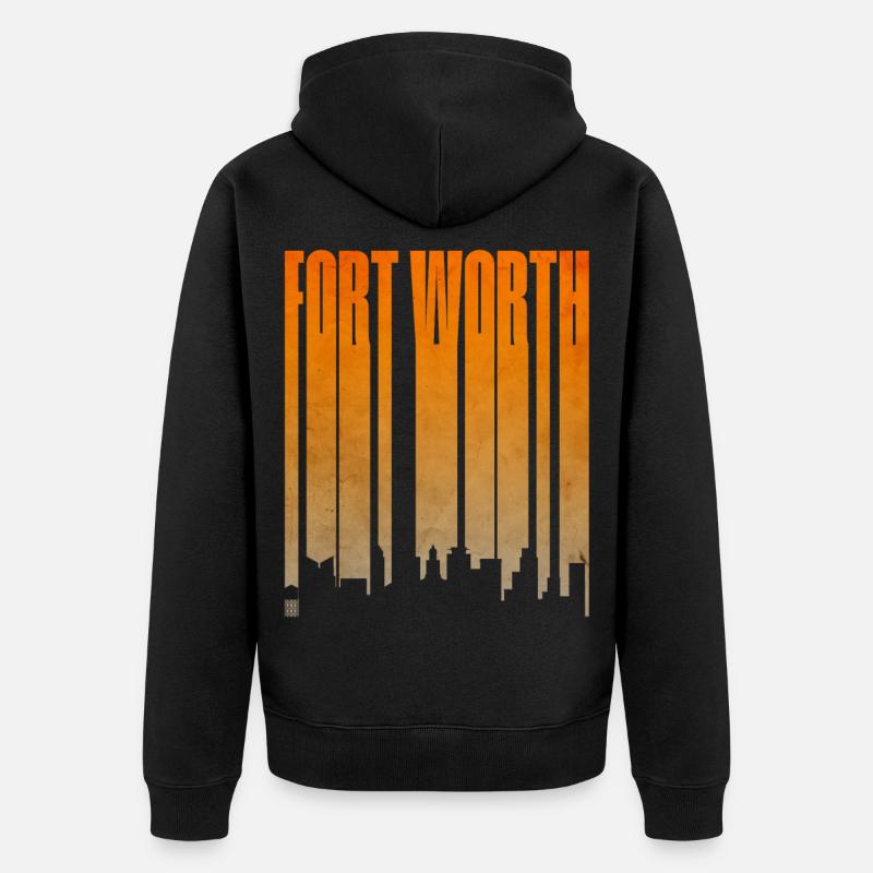 Fort Worth Skyline Gradient - Unisex Premium Bio Zip Hoodie - Schwarz