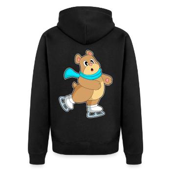 Bear Ice Skating Skates - Unisex Premium Organic Zip Hoodie - black - Back - Nico (187cm)
