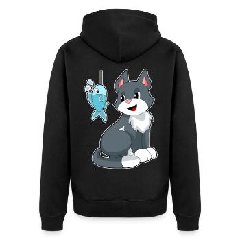 Cat Angler Fish Fishing - Unisex Premium Organic Zip Hoodie - black - Back - Nico (187cm)