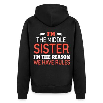 Sister Funny Family Rules Sarcastic Family Matchin - Veste à capuche bio Premium Unisexe - noir - Dos - Nico (187cm)