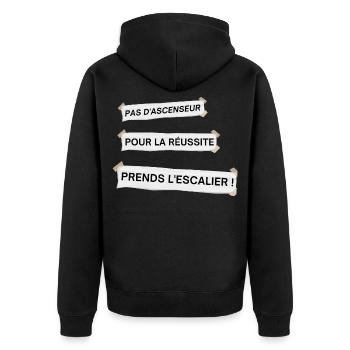 Pas d'ascenseur pour la réussite - Veste à capuche bio Premium Unisexe - noir - Dos - Nico (187cm)