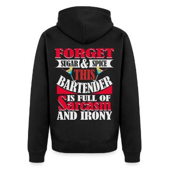 Barman plein de sarcasme et cocktail ironique - Veste à capuche bio Premium Unisexe - noir - Dos - Nico (187cm)