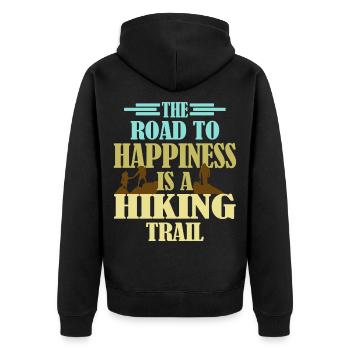 Trail Wandern Wanderer Spruch für Wanderer - Unisex Premium Bio Zip Hoodie - Schwarz - Hinten - Nico (187cm)
