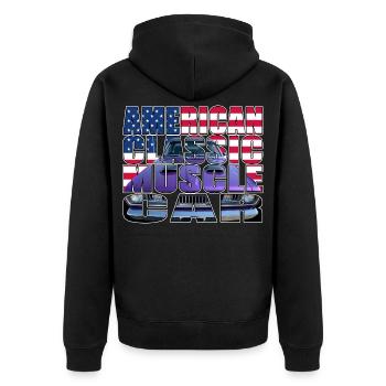 American Classic Muscle Car Script R6Z - Unisex Premium Organic Zip Hoodie - black - Back - Nico (187cm)