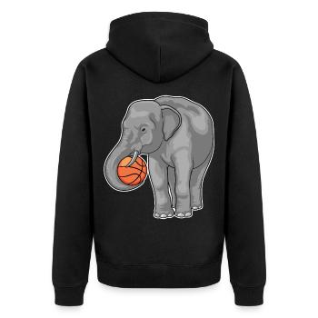 Elefant Basketballspieler Basketball - Unisex Premium Bio Zip Hoodie - Schwarz - Hinten - Nico (187cm)