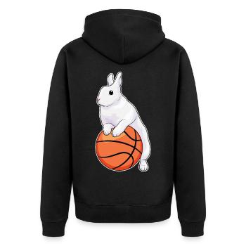 Rabbit Basketball Player Basketball - Unisex Premium Organic Zip Hoodie - black - Back - Nico (187cm)