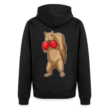 Eichhörnchen Boxer Boxhandschuhe - Unisex Premium Bio Zip Hoodie - Schwarz - Hinten - Nico (187cm)