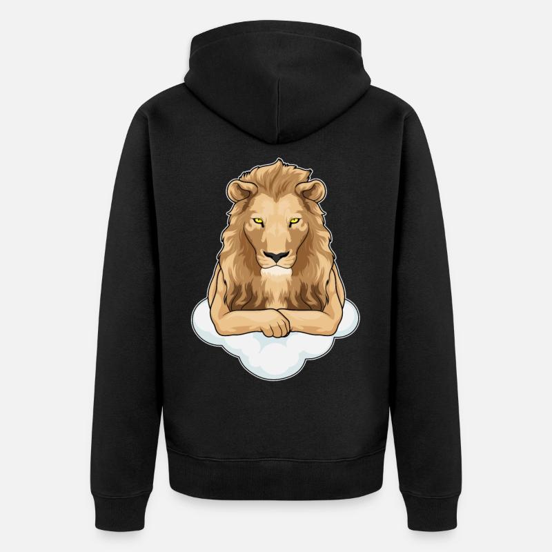 Löwe Wolken - Unisex Premium Bio Zip Hoodie - Schwarz