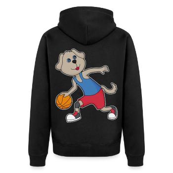 Hund Basketballspieler Basketball - Unisex Premium Bio Zip Hoodie - Schwarz - Hinten - Nico (187cm)