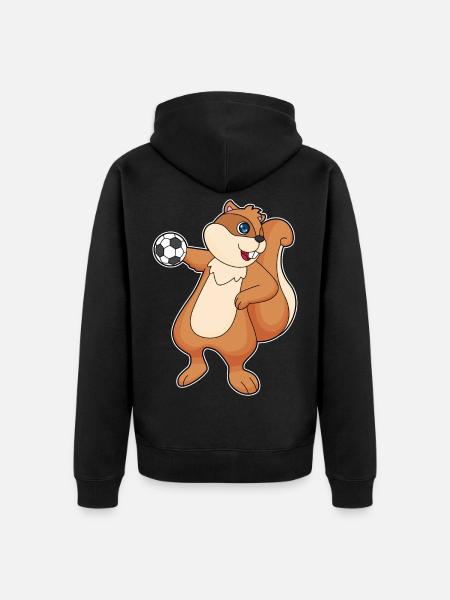 Squirrel Handball Player Handball - Unisex Premium Organic Zip Hoodie - black