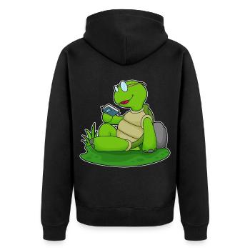 Turtle Nerd Book Glasses - Unisex Premium Organic Zip Hoodie - black - Back - Nico (187cm)