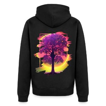 Tree - Unisex Premium Organic Zip Hoodie - black - Back - Nico (187cm)