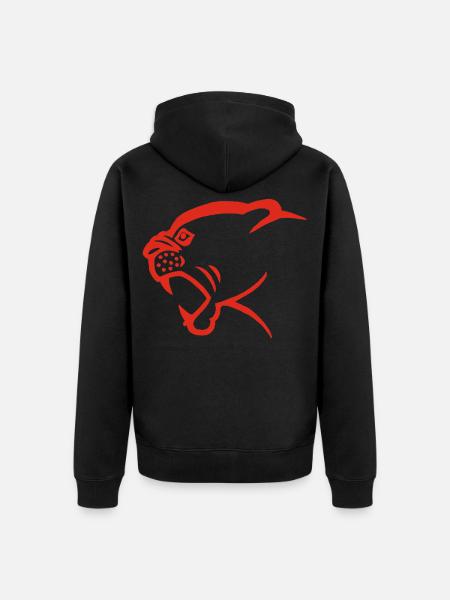 Red Panther Head - Unisex Premium Organic Zip Hoodie - black