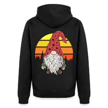 Weihnachtszwerg Gnome Vintage - Unisex Premium Bio Zip Hoodie - Schwarz - Hinten - Nico (187cm)