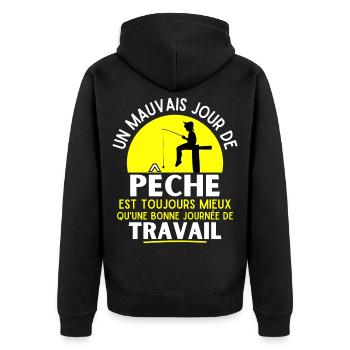 pêche, pêcheur, fan de pêche - Veste à capuche bio Premium Unisexe - noir - Dos - Nico (187cm)