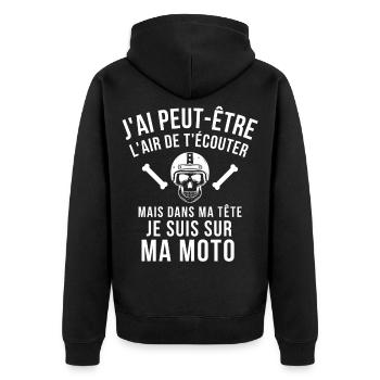 moto, motard, faire de la moto - Veste à capuche bio Premium Unisexe - noir - Dos - Nico (187cm)