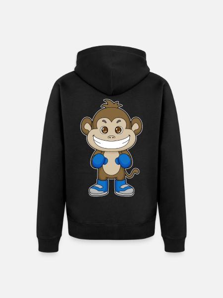 Monkey Boxer Boxing Gloves Boxing - Unisex Premium Organic Zip Hoodie - black