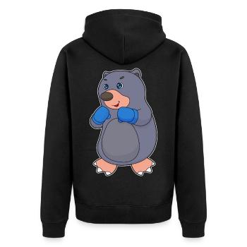 Maulwurf Boxer Boxhandschuhe Boxen - Unisex Premium Bio Zip Hoodie - Schwarz - Hinten - Nico (187cm)