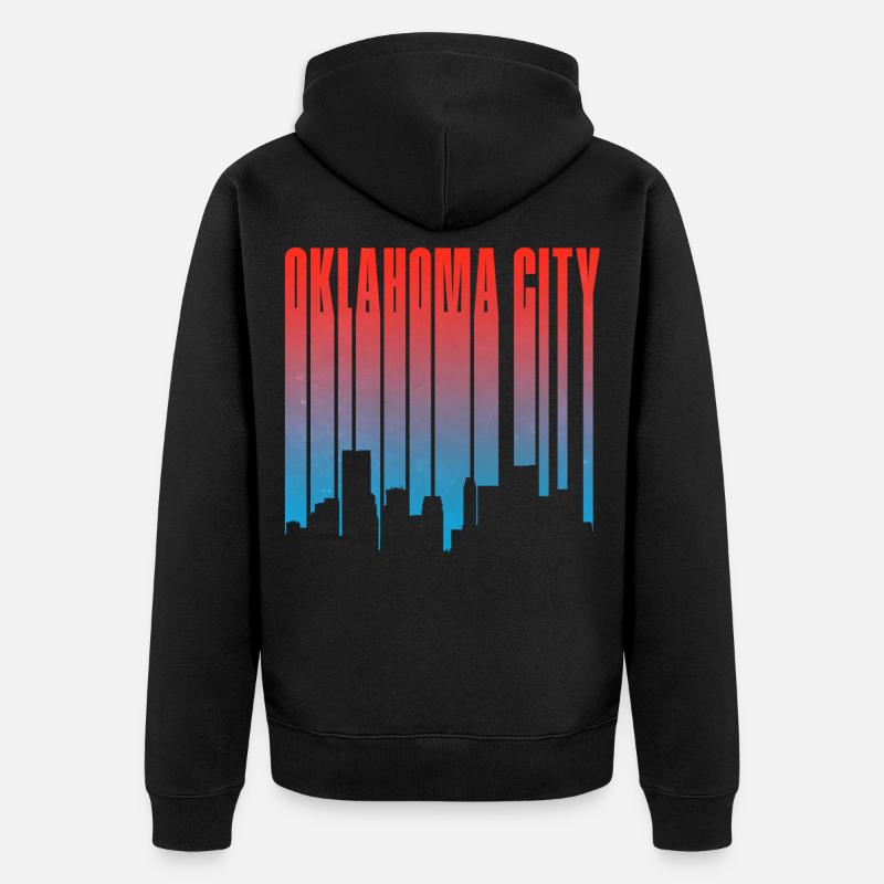 Oklahoma City Skyline Gradient - Unisex Premium Bio Zip Hoodie - Schwarz