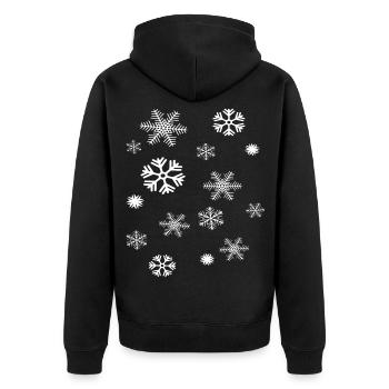 Schneeflocken - Unisex Premium Bio Zip Hoodie - Schwarz - Hinten - Nico (187cm)