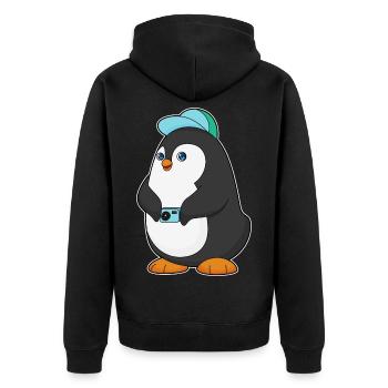 Photographe Penguin Appareil photo - Veste à capuche bio Premium Unisexe - noir - Dos - Nico (187cm)
