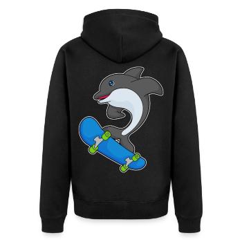 Delfin Skater Skateboard - Veste à capuche bio Premium Unisexe - noir - Dos - Nico (187cm)