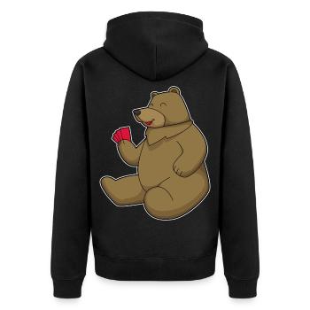 Bär Poker Pokerkarten - Unisex Premium Bio Zip Hoodie - Schwarz - Hinten - Nico (187cm)